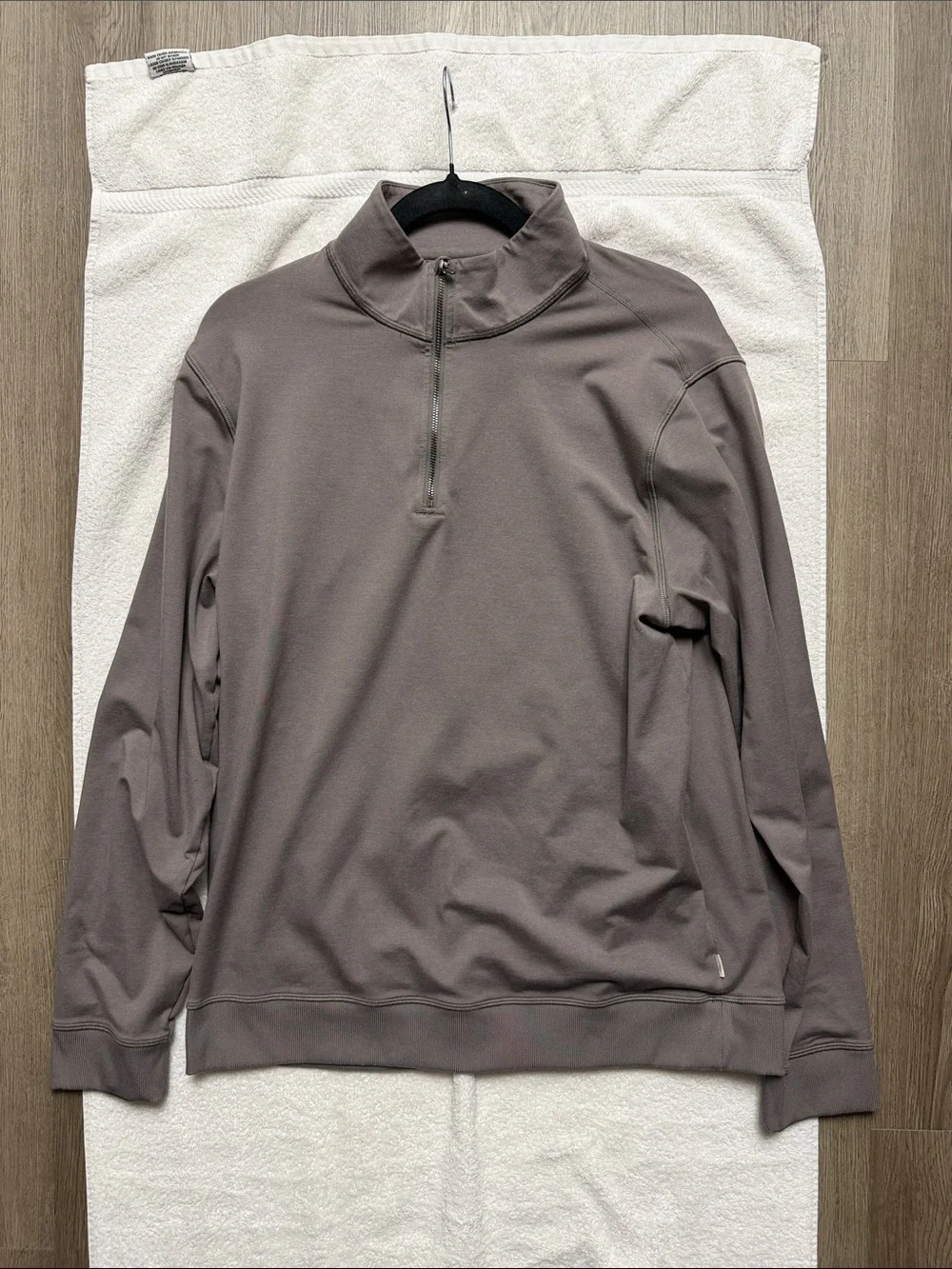 Vuori Quarter-Zip Pullover in Taupe Gray